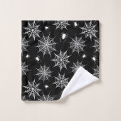 Zwarte en witte halloween Spiders Cobwebwebben Bad Handdoek (Wasdoekje)