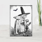  zwarte en witte halloween witch Kaart (Voorkant)