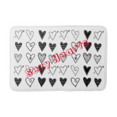 Zwarte en witte harten Bathroom Bath Mat (Voorkant)