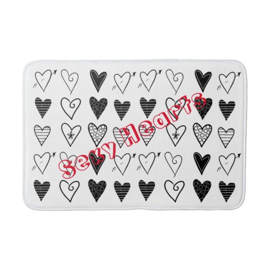 Zwarte en witte harten Bathroom Bath Mat (Voorkant)