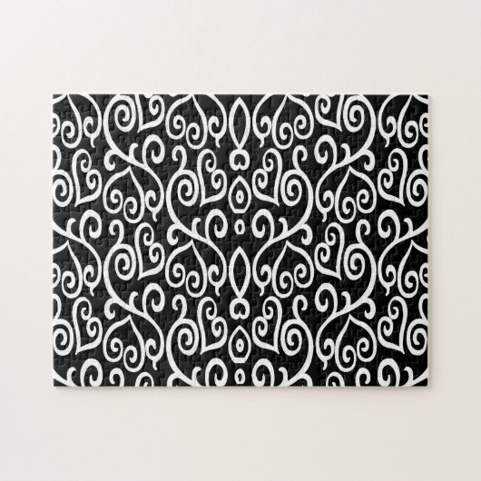 Zwarte en witte harten legpuzzel (Horizontaal)