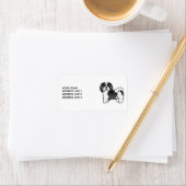 Zwarte en witte Havanese cartoon Dog en aangepaste Etiket (Insitu)