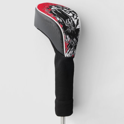 ZWARTE EN WITTE HOESJE VAN GOLF-HOOFD IN ROOD GOLFHEADCOVER (Schuin)