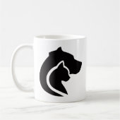 Zwarte en witte hond en kat koffiemok (Links)