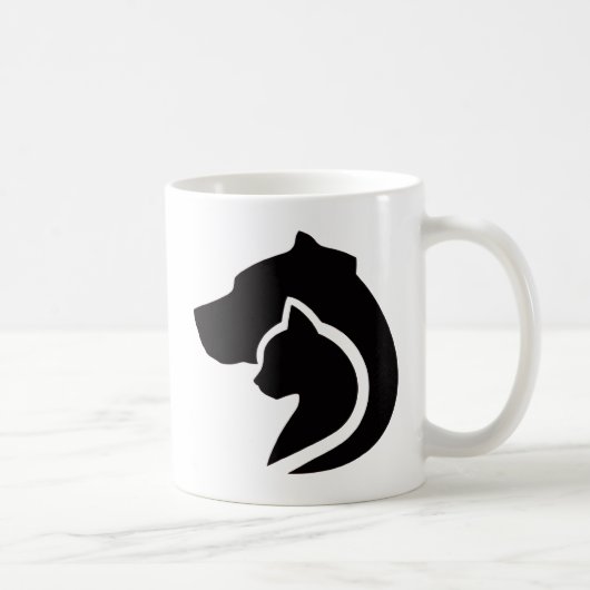 Zwarte en witte hond en kat koffiemok (Rechts)