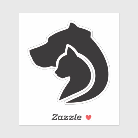 Zwarte en witte hond en kat sticker (Vel)