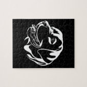 Zwarte en witte hond legpuzzel (Horizontaal)