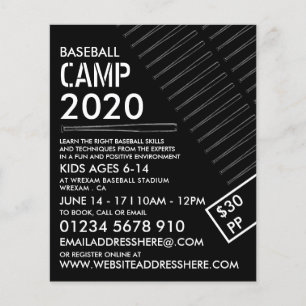 Zwarte en witte honkbal, honkbalkamp flyer