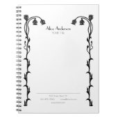 zwarte en witte hoofdbloemen notitieboek (Voorkant)