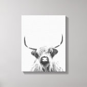 Zwarte en Witte Hoogland Koe Canvas Afdruk (Voorkant)
