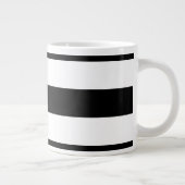 Zwarte en witte horizontale strepen extra grote mok (Rechts)