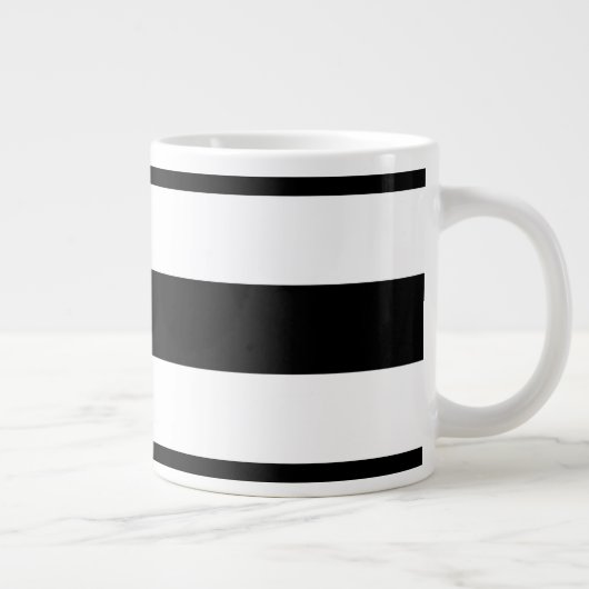 Zwarte en witte horizontale strepen extra grote mok (Rechts)