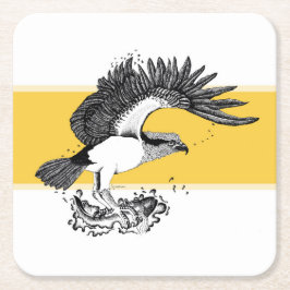 Zwarte en witte illustratie van Osprey Vierkante Kartonnen Onderzetter