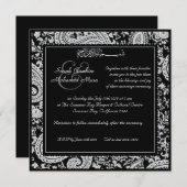 Zwarte en witte indiase moslimbruiloft kaart (Voorkant / Achterkant)