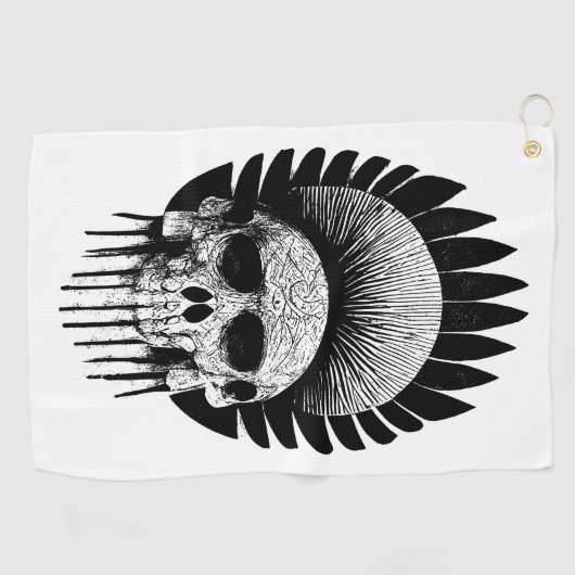 Zwarte en witte Indische schedel Golfhanddoek (Horizontaal)