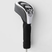 Zwarte en witte Indische schedel Golfheadcover (Schuin)