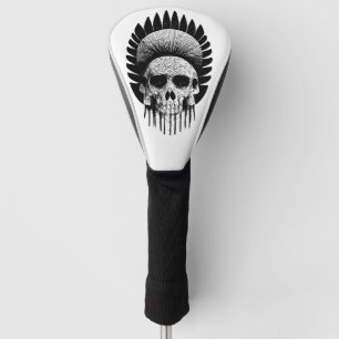 Zwarte en witte Indische schedel Golfheadcover