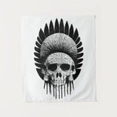 Zwarte en witte Indische schedel Wandkleed (Voorkant)