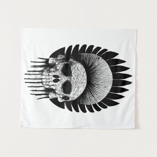 Zwarte en witte Indische schedel Wandkleed (Voorkant (horizontaal))