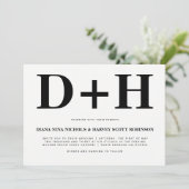 Zwarte en witte initialen, vettige typografie brui kaart (Staand voorkant)