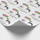 Zwarte en witte Italiaanse grijnshond - Happy Birt Cadeaupapier (Hoek)