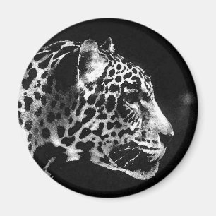 Zwarte en witte jaguar Pop Art Magneet