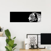 Zwarte en witte jaguar Pop Art Poster (Thuiskantoor)
