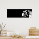 Zwarte en witte jaguar Pop Art Poster (Keuken)