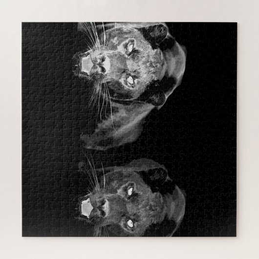 Zwarte en witte jaguar - Wilde dieren Grote katten Legpuzzel (Horizontaal)