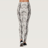 Zwarte en witte Japanse Floral Kimono Pattern Leggings (Achterkant)