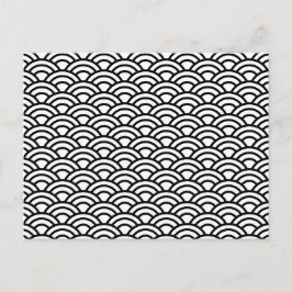 Zwarte en witte Japanse geometrische cirkels Briefkaart