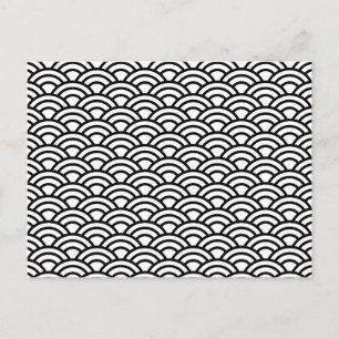 Zwarte en witte Japanse geometrische cirkels Briefkaart