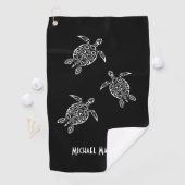 Zwarte en witte Jouw naam Golfhanddoek (Insitu)