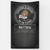 Zwarte en witte kaas en bier 50e verjaardag spandoek (Verticaal)