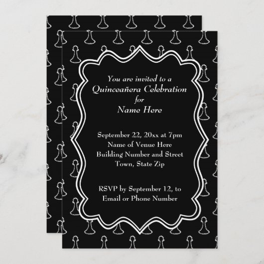 Zwarte en witte kaas Threaded Quincenera Kaart (Voorkant / Achterkant)