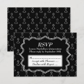 Zwarte en witte kaas Threaded Quincenera RSVP Kaartje (Voorkant / Achterkant)