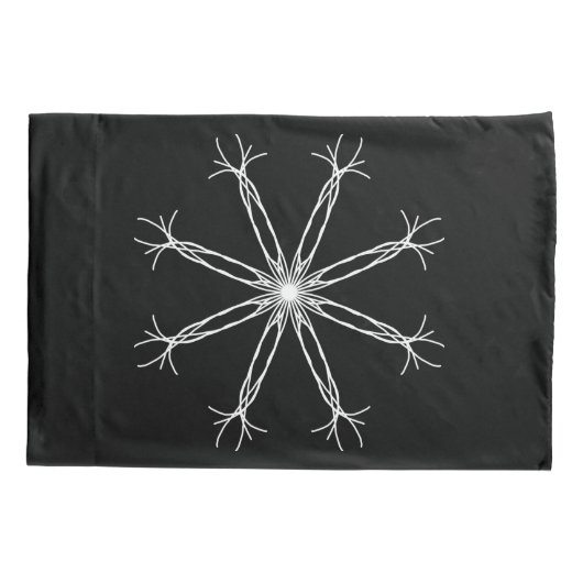 Zwarte en witte Kaleidoscoop Star Pillowcase Kussensloop (Achterkant)