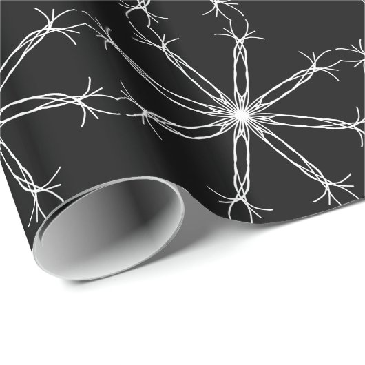 Zwarte en witte Kaleidoscoop ster Cadeaupapier (Rol Hoek)