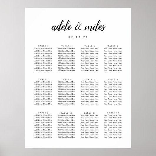 Zwarte en witte kalligrafie-weduwenkaart poster (Voorkant)