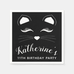 Zwarte en Witte Kat Birthday Party Servet