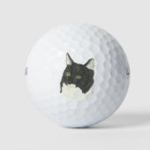Zwarte en witte kat golfballen (Voorkant)