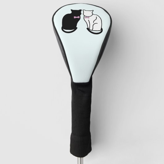 Zwarte en witte kat golfheadcover (Voorkant)