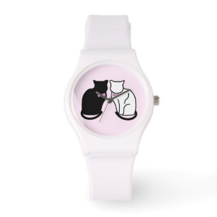 Zwarte en witte kat horloge