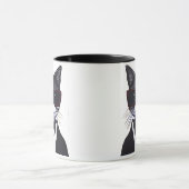 Zwarte en witte kat in een Stropdas van Tuxedo en Mok (Midden)