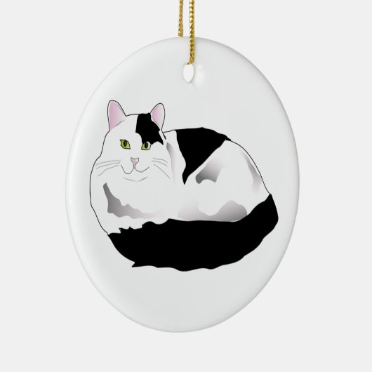 zwarte en witte kat keramisch ornament (Rechts)