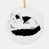 zwarte en witte kat keramisch ornament (Voorkant)