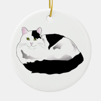 zwarte en witte kat keramisch ornament
