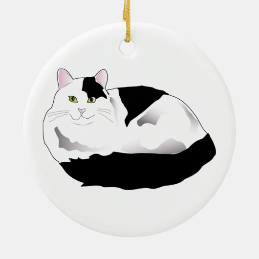 zwarte en witte kat keramisch ornament (Achterkant)