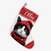 Zwarte en witte kat Kerstmis Pet Stocking Kleine Kerstsok (Voorkant (Hangend))