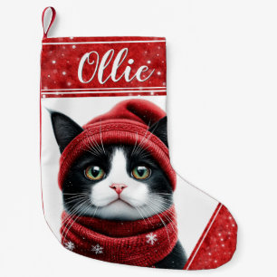 Zwarte en witte kat Kerstmis Pet Stocking Kleine Kerstsok